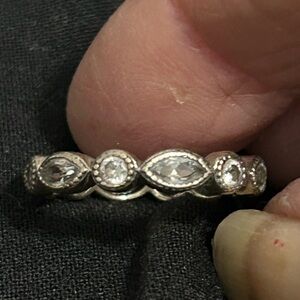 Pandora Sterling Silver CZ Eternity Band Ring sz 7